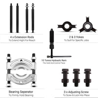 VOLTZ VZ-3 & 6" 12 EXTERNAL SET 2 BEARING 8" LEG INTERNAL 1 GEAR IN 4" PULLER HYDRAULIC TOOLS KITS
