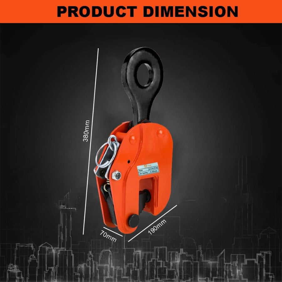 VOLTZ VZ-VH-3Ton Plate Lifting Clamps 0-35mm Jaw Opening, 2200lbs Plate Clamp, 3T Vertical Lifting Hooks for lifting steel plates, Jaw Opening up to 35mm Welding clamps, for Lifting and Building