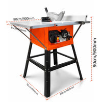 VOLTZ WTS-250B Wood Table 1800W Speed 4500 RPM Portable Steel body Structure Table Saw With Metal Stand & Sliding Miter Gauge, Corded Electric table saw