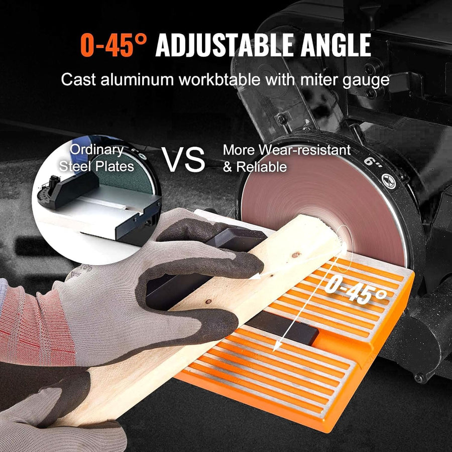 VOLTZ VZ-DS-500 Electric Belt Grinder Sander 6 Inch Electric Belt & Disc Sander 500W Grinder Polisher 2980 RPM Speed Metal Bench Sanding Machine Workshop Sanding Grinding Machine