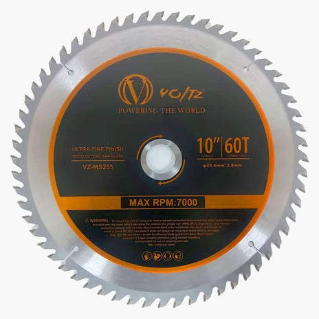 VOLTZ 10 Inch 60 Teeth Carbide-Tipped Professional Woodworking Saw Blade for VZ MS-255 Miter Saws
