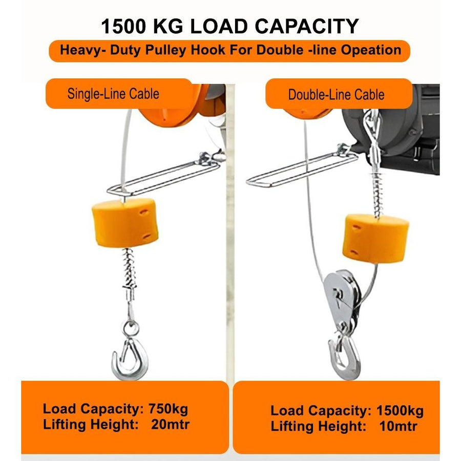 VOLTZ VZ-WEH 1500 X 20mtr Wireless Mini Electric Hoist for Small Job Works and Domestic Use Single Phase, 1500 kg