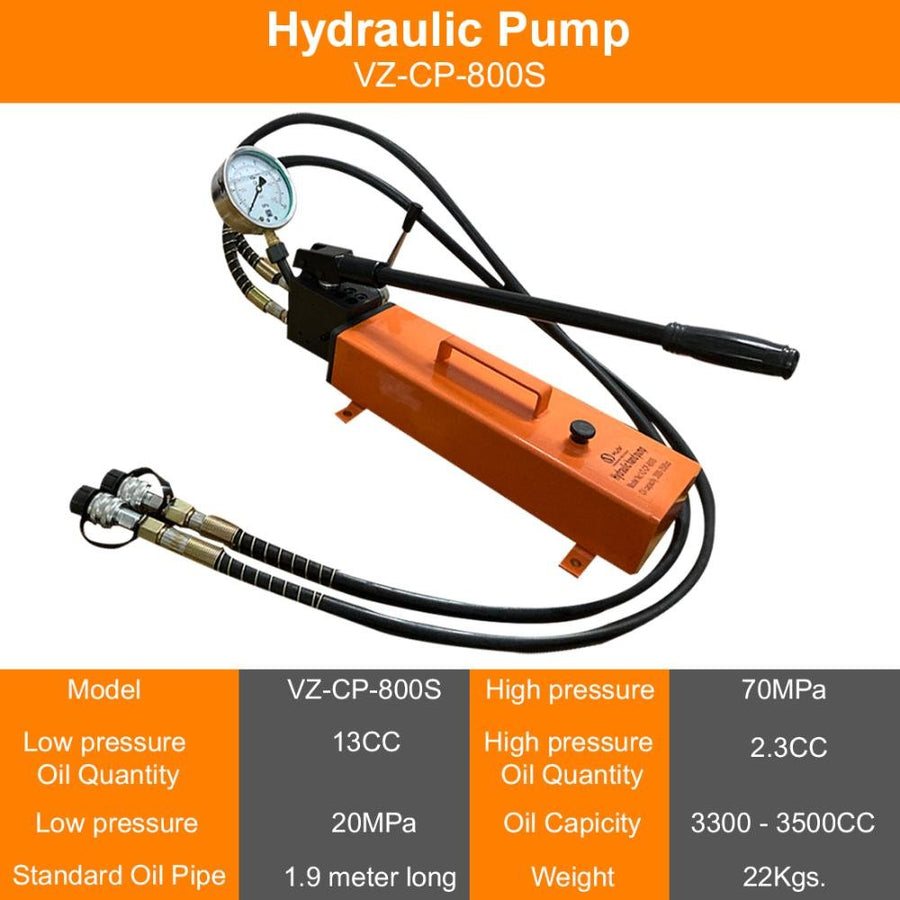 VOLTZ CH-80 Hydraulic  Hole Punching Tool with VZ-CP-800S Hand Pump 50T Hole Digger Force Puncher Smooth Hole Puncher for Iron Plate Copper Bar Aluminum Stainless Steel