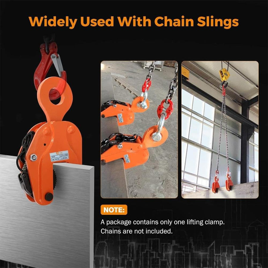 VOLTZ VZ-VH-1Ton Plate Lifting Clamps 0-20mm Jaw Opening, 2200lbs Plate Clamp, 1T Vertical Lifting Hooks for lifting steel plates, Jaw Opening up to 0.6 inch Welding clamps, for Lifting and Building