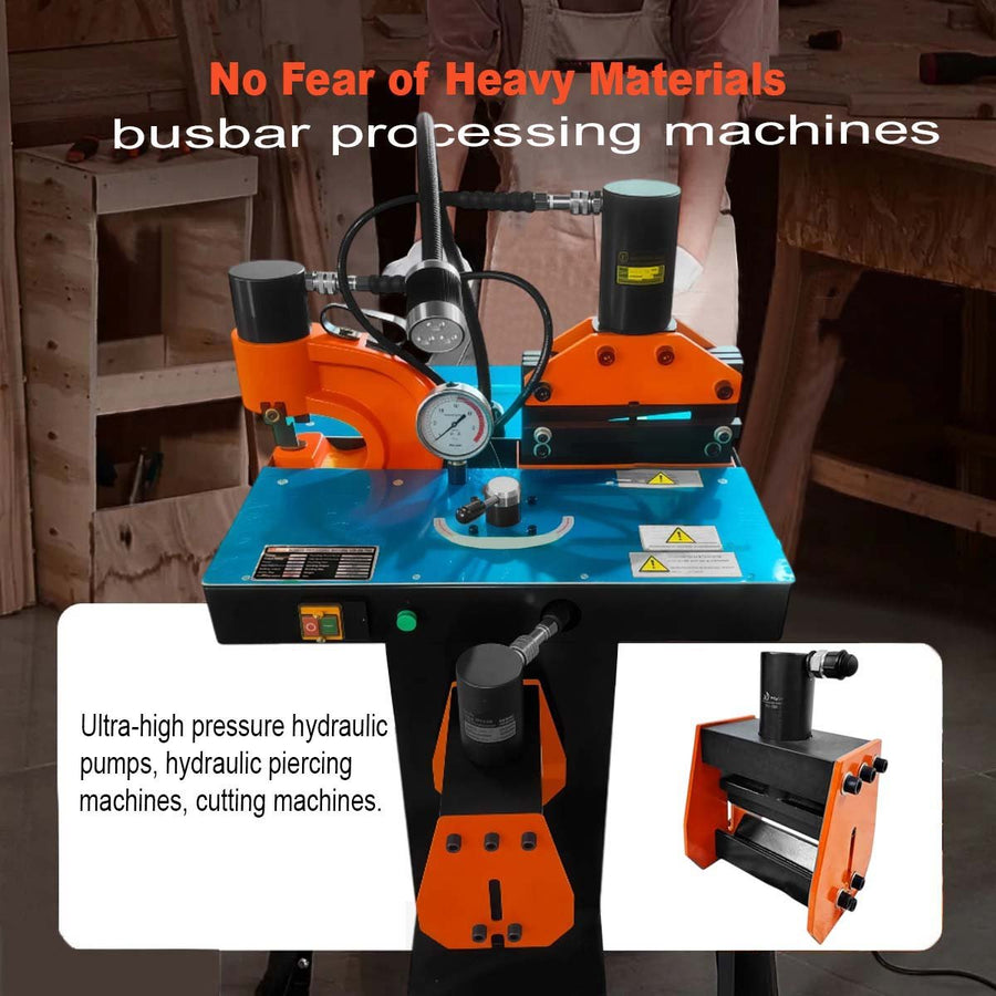 VOLTZ VZB-200 Pro Portable 3 in 1 Busbar Processing Machines Ultra-High Pressure Hydraulic Pumps Single Phase 750W Multi-Functional Carbon Steel, Alloy, Copper, Stainless Steel Cut/Punch/Banding Machine