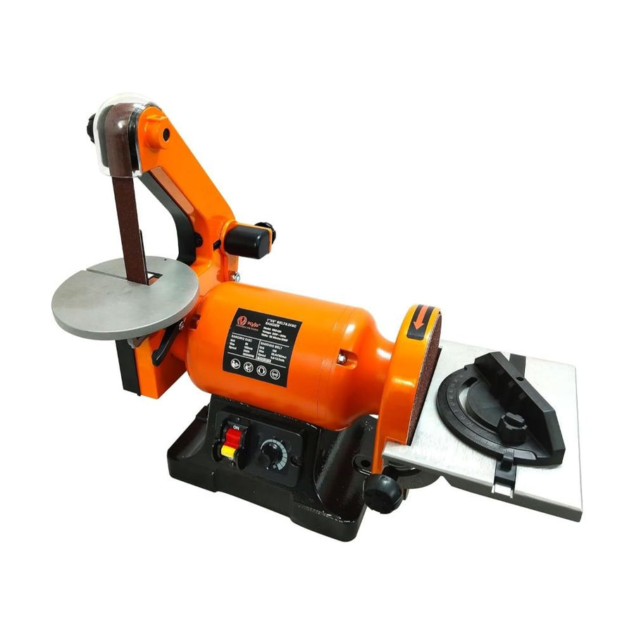 VOLTZ VZ-VDS-550 Electric Belt Grinder Sander (25 x 762 mm) Electric Belt & Disc (150mm) Sander 550W Grinder Polisher 2000-2850RPM Variable Speed Metal Bench Sanding Machine