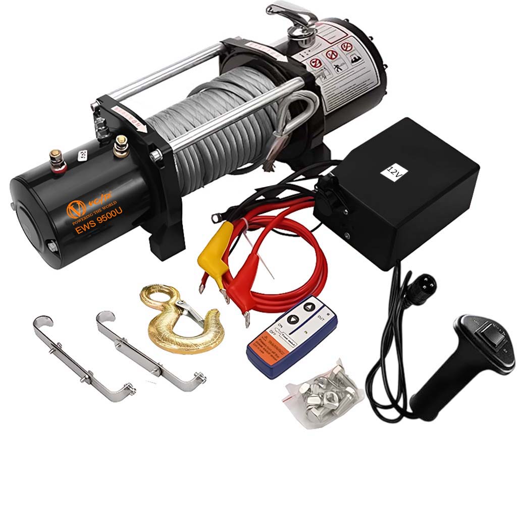 VOLTZ EWS-9500U 12VDC Electric winch with steel rope (5443kg) single line, battery-operated Remote control winch Cable (28.5M/9.3mm) alloy steel