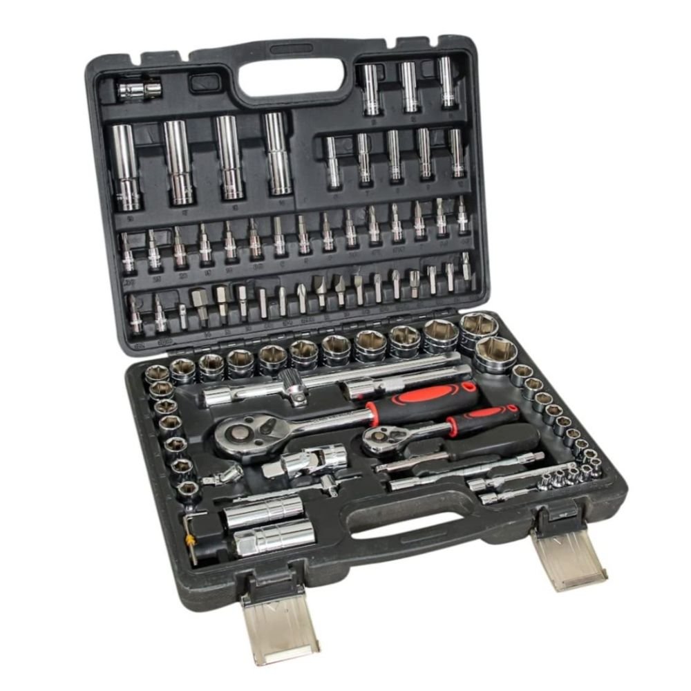 VOLTZ VZ-TK-94 Professional 94-Piece Mechanics Tool Set | 1/4” & 1/2” Drive Socket and Ratchet Set with Universal Joint, Extension Bars & Sturdy Storage Case