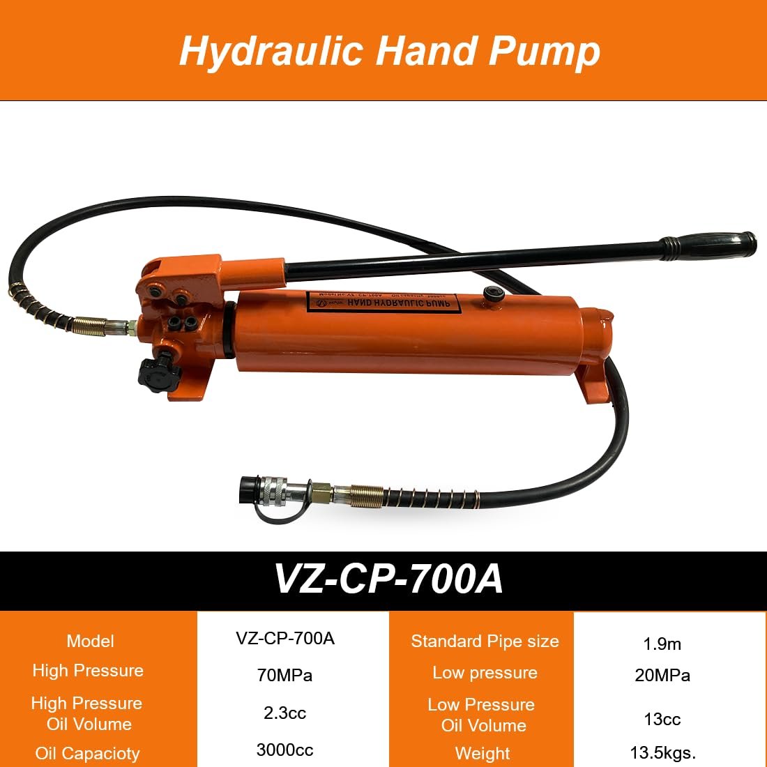 VOLTZ VZ-SN-100100 Hydraulic Lifting Jack with CP-700A Hydraulic Pump Single Acting Lock Nut lifting Stroke 100MM Lift Cylinder Jack Solid 100TON (4inch)