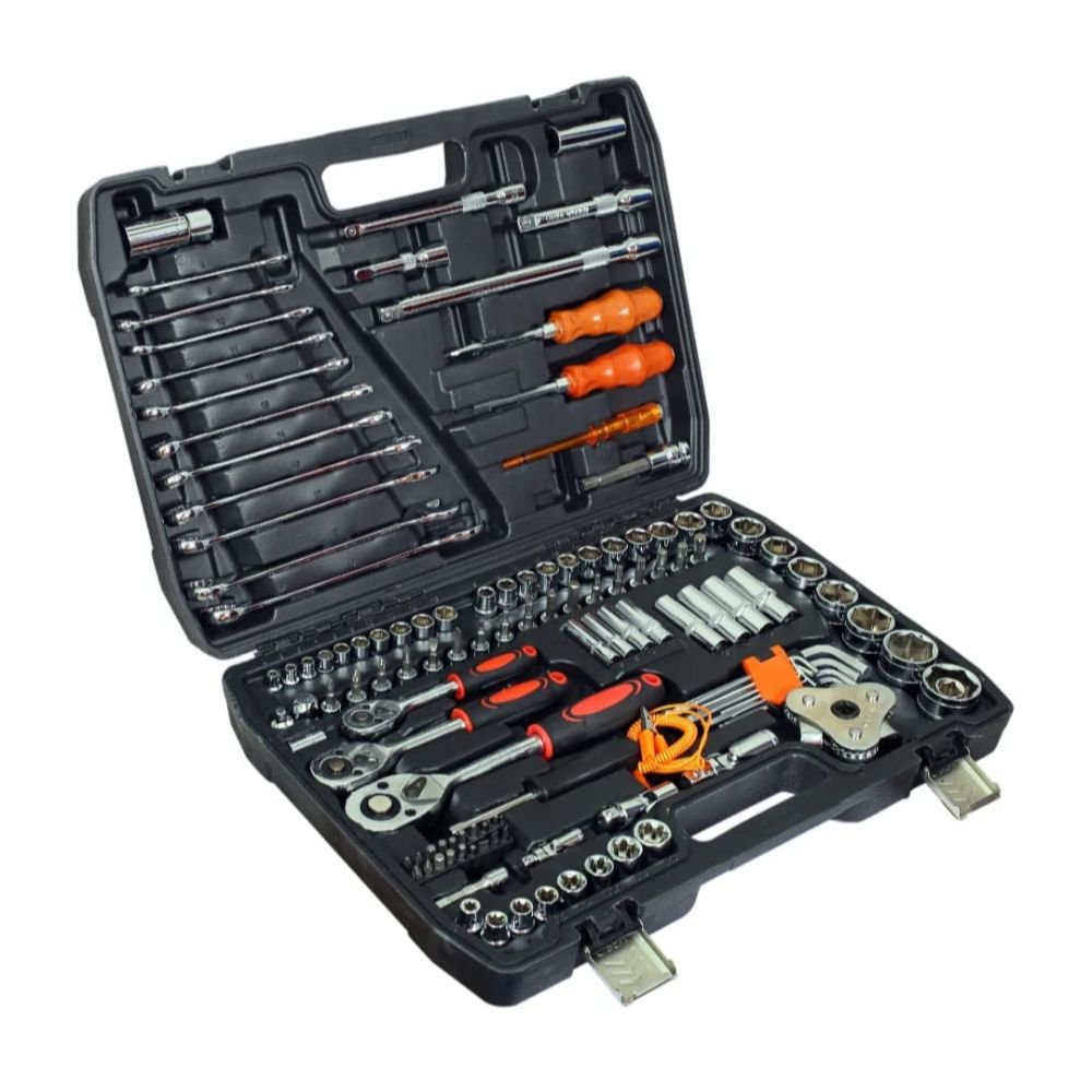 VOLTZ VZ-TK-121 PCS Sleeve Tool Set 1/2" 3/8" 1/4" Auto Repair Tool Dr Socket Ratchet Box Socket Set Combination Spanner Wrench Set Repair Tool Kit