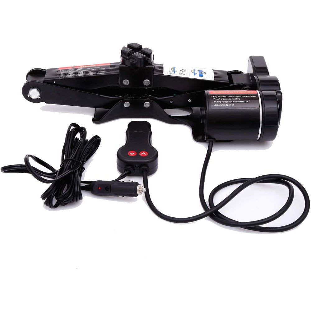VOLTZ TY35-1 Electric Jack - 12V Car Scissor Jack for 2 Ton Vehicle Electric Quick Car Lift for Tire Change and Road Emergencies (Black)