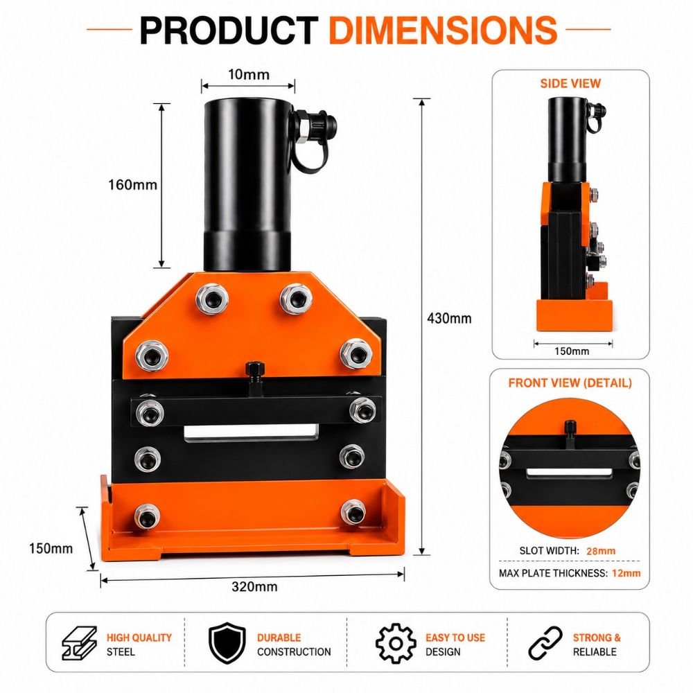 VOLTZ VBC-200 Hydraulic Copper Busbar Cutter Bus Bar Aluminum cutting Tool Sets for 12mm Max of Sheet with CP-700 Manual Hydraulic Pump(35Ton)