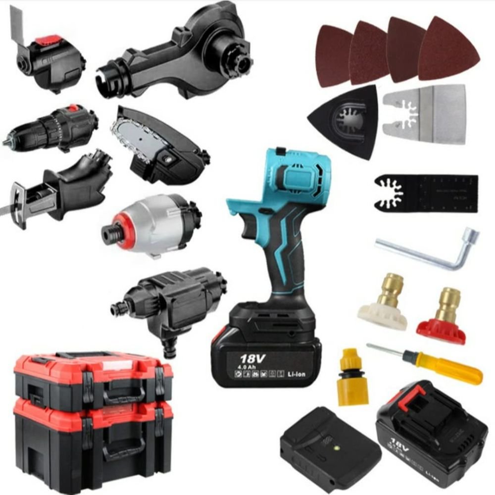 VOLTZ Universal Model Cordless Drill Combo Kit Brushless Motor with Case, 2pcs 3.0 AH Batteries & 1Pc Makita Type Pedestal Charger