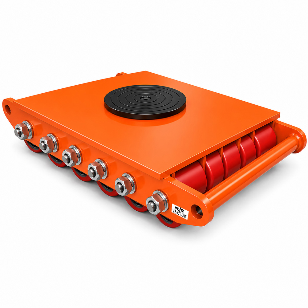 VOLTZ CT-50Ton PU wheel Cargo trolley | 360° Rotation Machine Dolly Skate | 30 PU Roller Cargo Trolley (110,231 lbs Capacity)