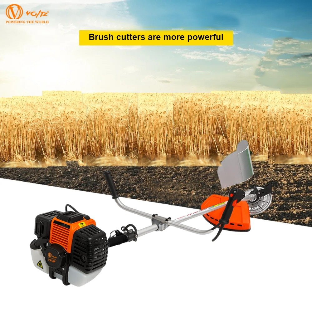 VOLTZ VX44F Brush Cutter 2 Stroke Side Pack Cutter Machine 52cc Extra Power Torque Engine | with Heavy Duty 80 Teeth, 3 Teeth Blades and Tap & Go for Grass Trimming, Lawn Cutting, etc (Fuel Power)