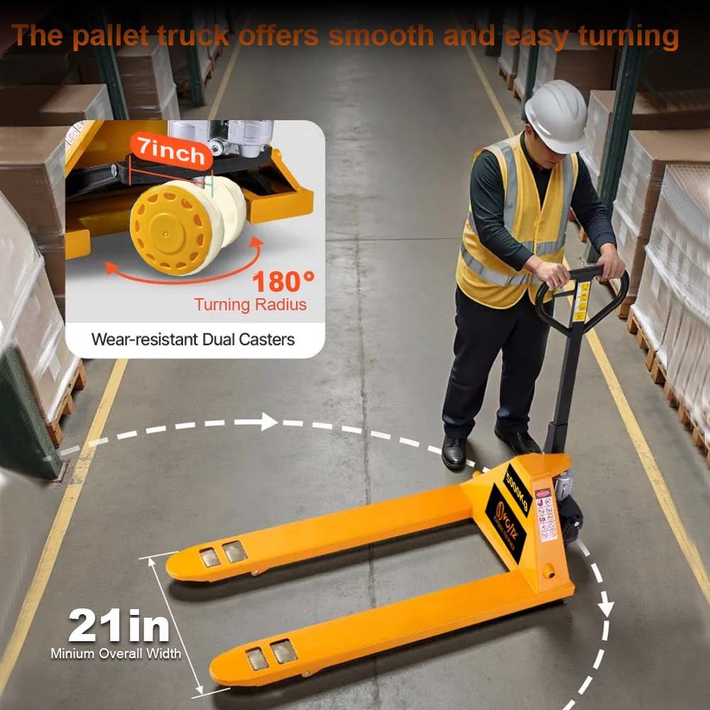 VOLTZ PT-5 Ton Hydraulic Hand Pallet Truck 5000kg Lift Height 250mm, Fork Size 1440x690x1200mm Heavy Duty 3 Stage Lever Manual Use for Warehouse, Factory Operations