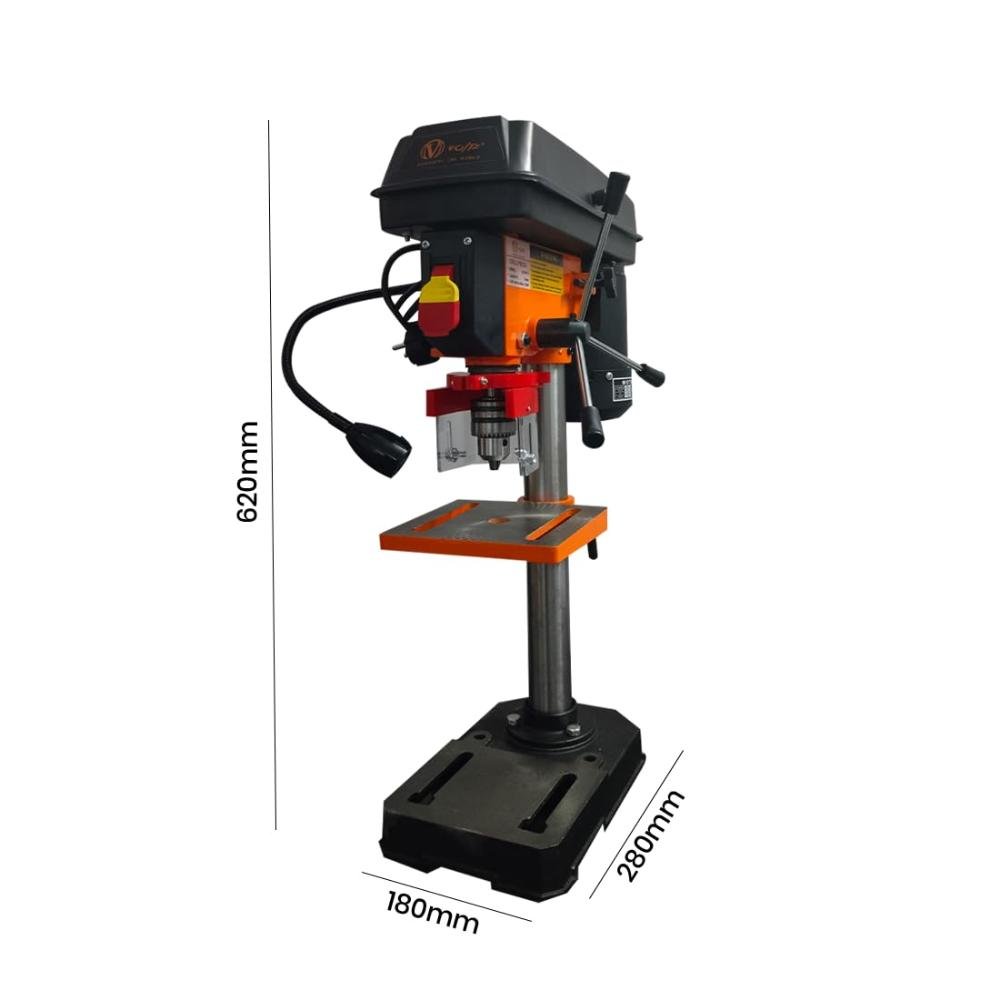 VOLTZ VZ-DP13 1.6-Amp 8-Inch 5-Speed Cast Iron Benchtop Drill Press for wood working with Led Light,Black/Orange(350w)
