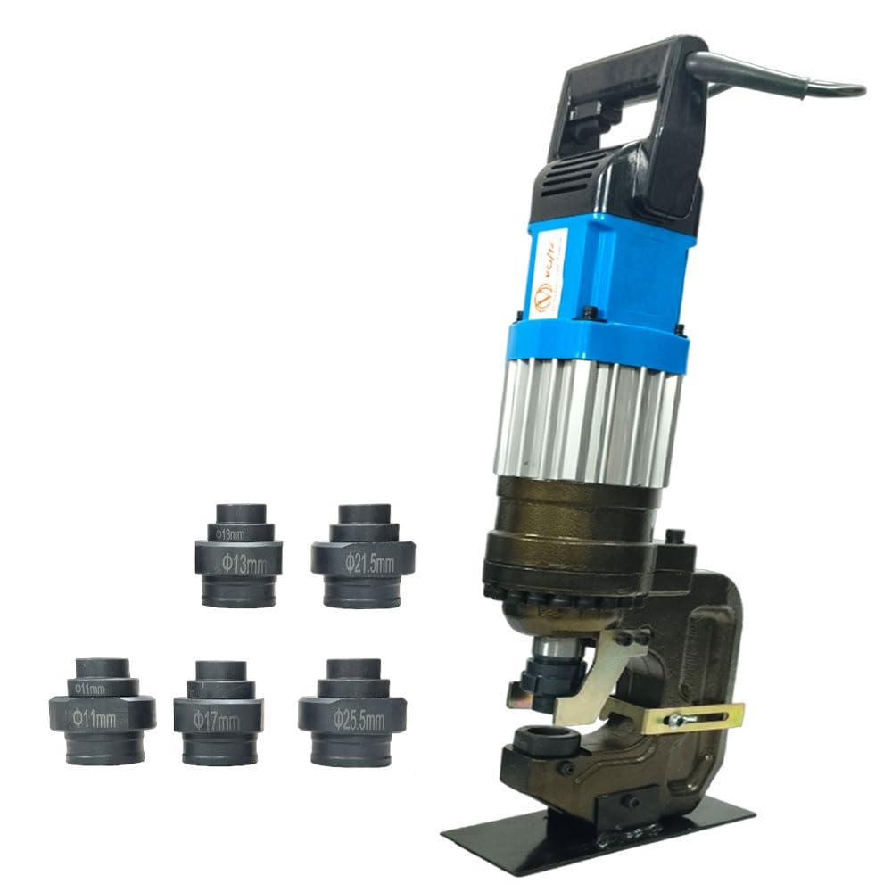 VOLTZ HPT-25 Hydraulic Punching Tools Hydraulic Hole Punching Thick Range 11-25.5mm (5 dies) Hydraulic Metal Hole Puncher Manual Oil Return Switch, Hydraulic Hole Punch Machine 2000W