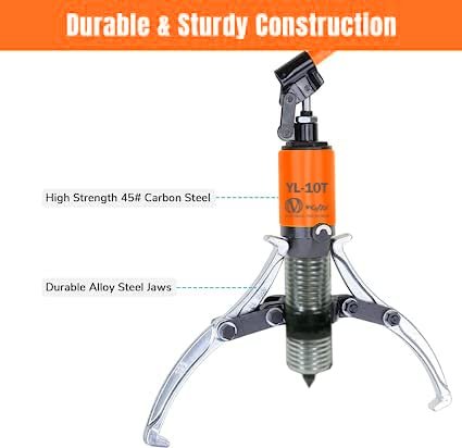 VOLTZ   VZ-HP10 T Hydraulic Pullers 10 Ton 3 Jaw Hydraulic Gear Puller,VOLTZ Tools Wheel Bearing Hub Removal Tool