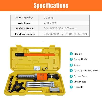 VOLTZ   VZ-HP10 T Hydraulic Pullers 10 Ton 3 Jaw Hydraulic Gear Puller,VOLTZ Tools Wheel Bearing Hub Removal Tool