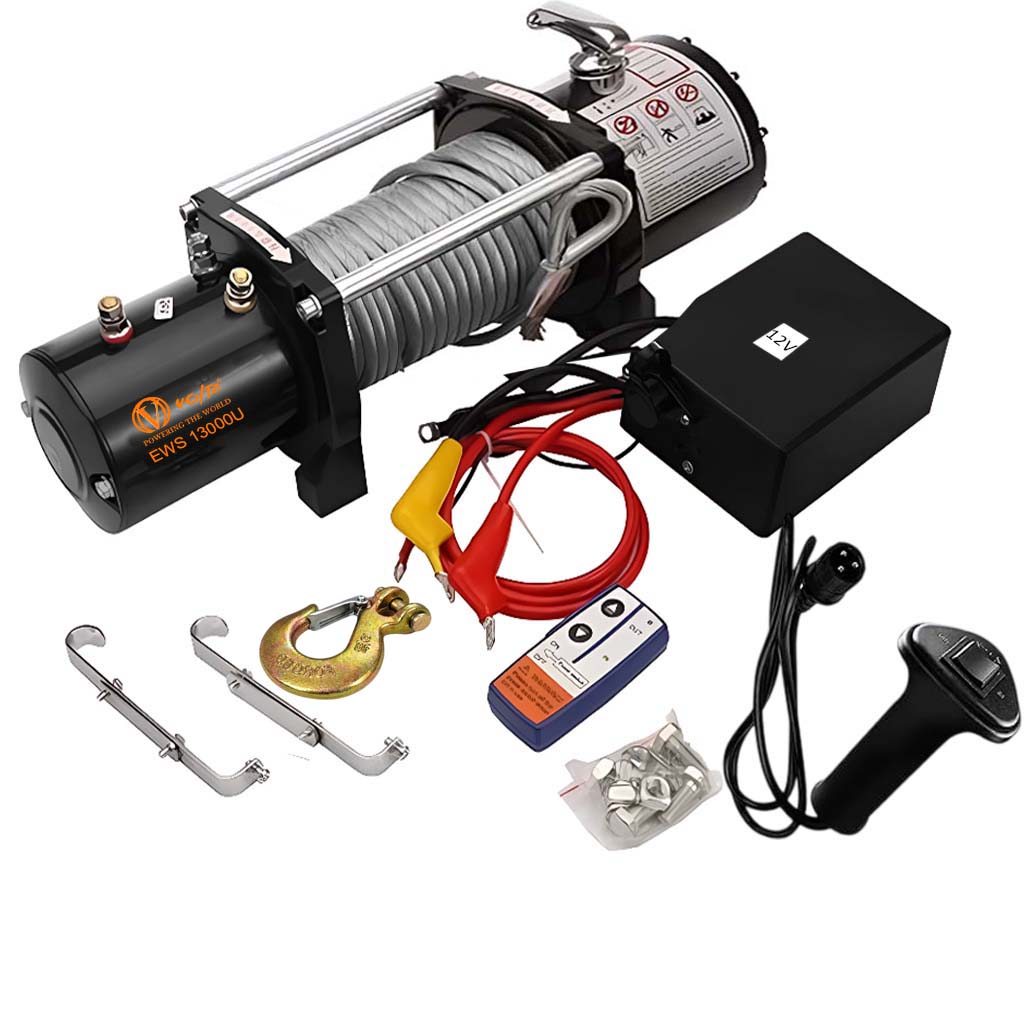 VOLTZ EWS-13000U 12v/24v Electric winch with steel rope (5443kg) single line, battery-operated Remote control winch Cable (27M/9.5mm) alloy steel