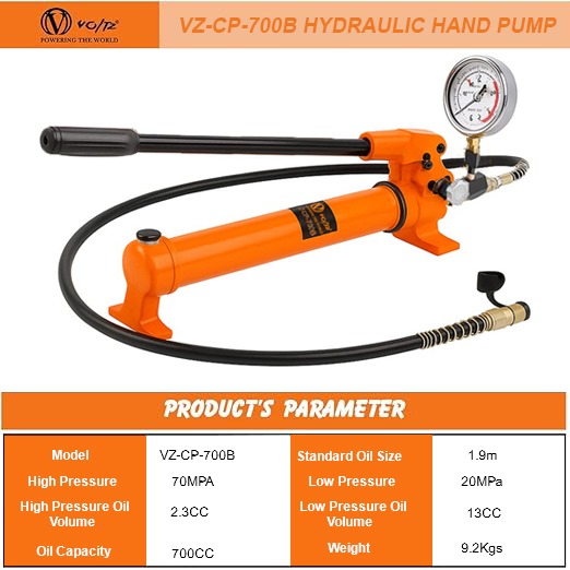 VOLTZ VZ - RSC-10150 Hydraulic Lifting Jack with CP 700B Hydraulic Pressure Gauge Pump Single Acting Ram 150mm Lifting Hydraulic Cylinder Jack Solid with Hand Pump 10 TON (6inch)