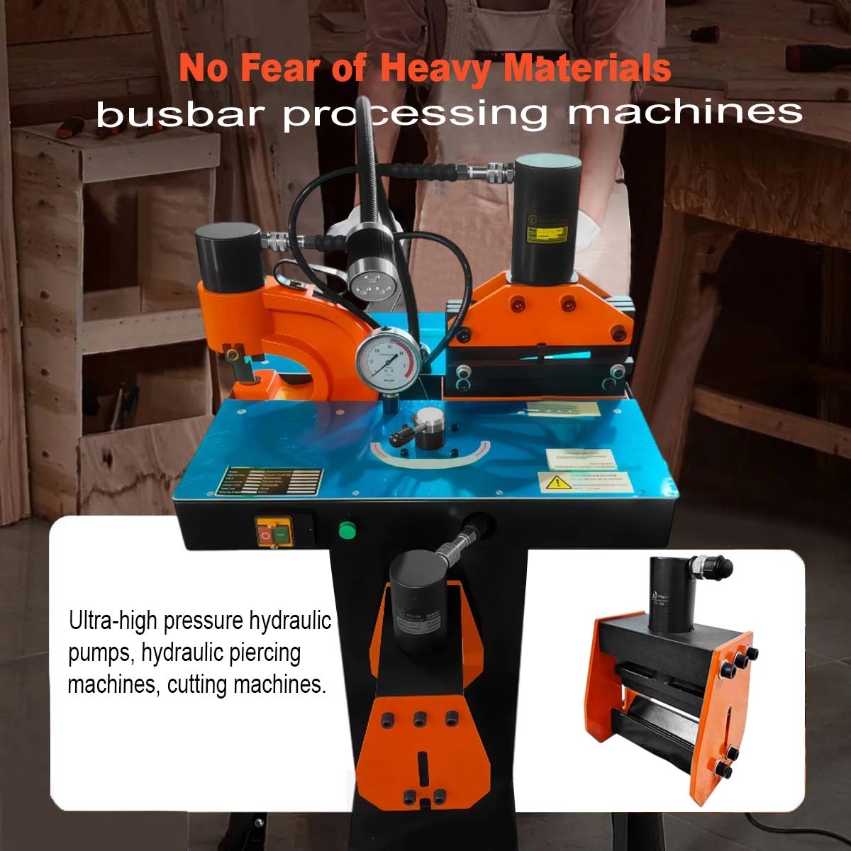 VOLTZ VZB-200 Portable Busbar Processing Machines Ultra-High Pressure Hydraulic Pumps Single Phase 750W Multi-Functional 3 in 1 Carbon Steel, Alloy, Copper, Stainless Steel Cut/Punch/Banding Machine