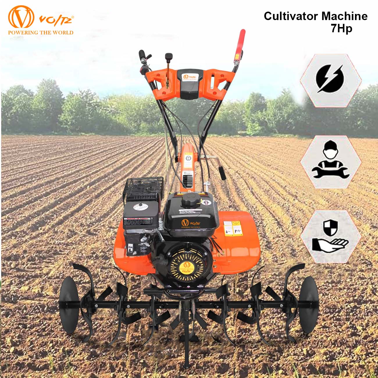 VOLTZ VPX-1000  Agriculture Cultivator Heavy Duty 7.2Hp Petrol Engine with High Metal Blades Mini Rotavator,Tiller, Weeder Ideal for All Types of Agriculture Crops