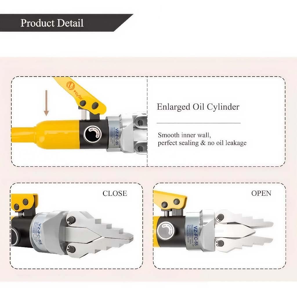 VOLTZ-VZ-FC-55 Integrated Hydraulic Flange Spreader 14Ton, Portable Hydraulic Flange Expander Splitter, Max Spread 55mm/2.16in, Manual Flange Dividing Tool for Pipeline Maintenance