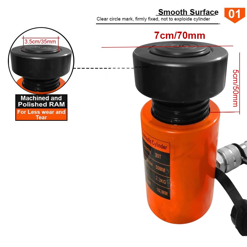 VOLTZ VZ-SN-1050 Hydraulic Lifting Jack with CP-180 Hydraulic Pump Single Acting Lock Nut lifting Stroke 50MM Lift Cylinder Jack Solid 10TON (2inch)