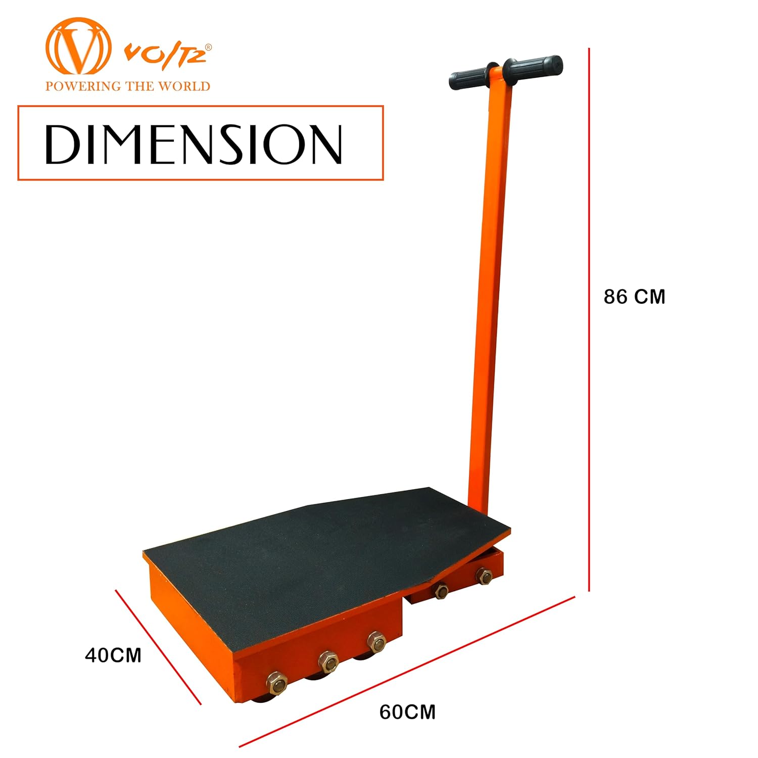 VOLTZ VZ-CRD-24 TON Cargo Trolley with Handle 180 Degree Rotation Heavy Duty Industrial Machinery Mover Lifter Dolly Skate Roller