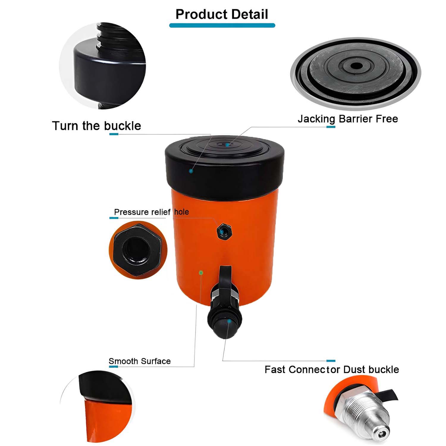 VOLTZ VZ-SN-1050 Hydraulic Lifting Jack with CP-180 Hydraulic Pump Single Acting Lock Nut lifting Stroke 50MM Lift Cylinder Jack Solid 10TON (2inch)