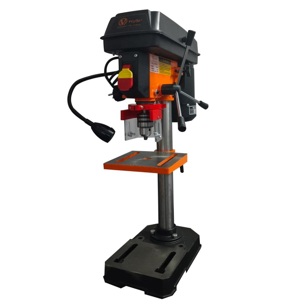 VOLTZ VZ-DP13 1.6-Amp 8-Inch 5-Speed Cast Iron Benchtop Drill Press for wood working with Led Light,Black/Orange(350w)