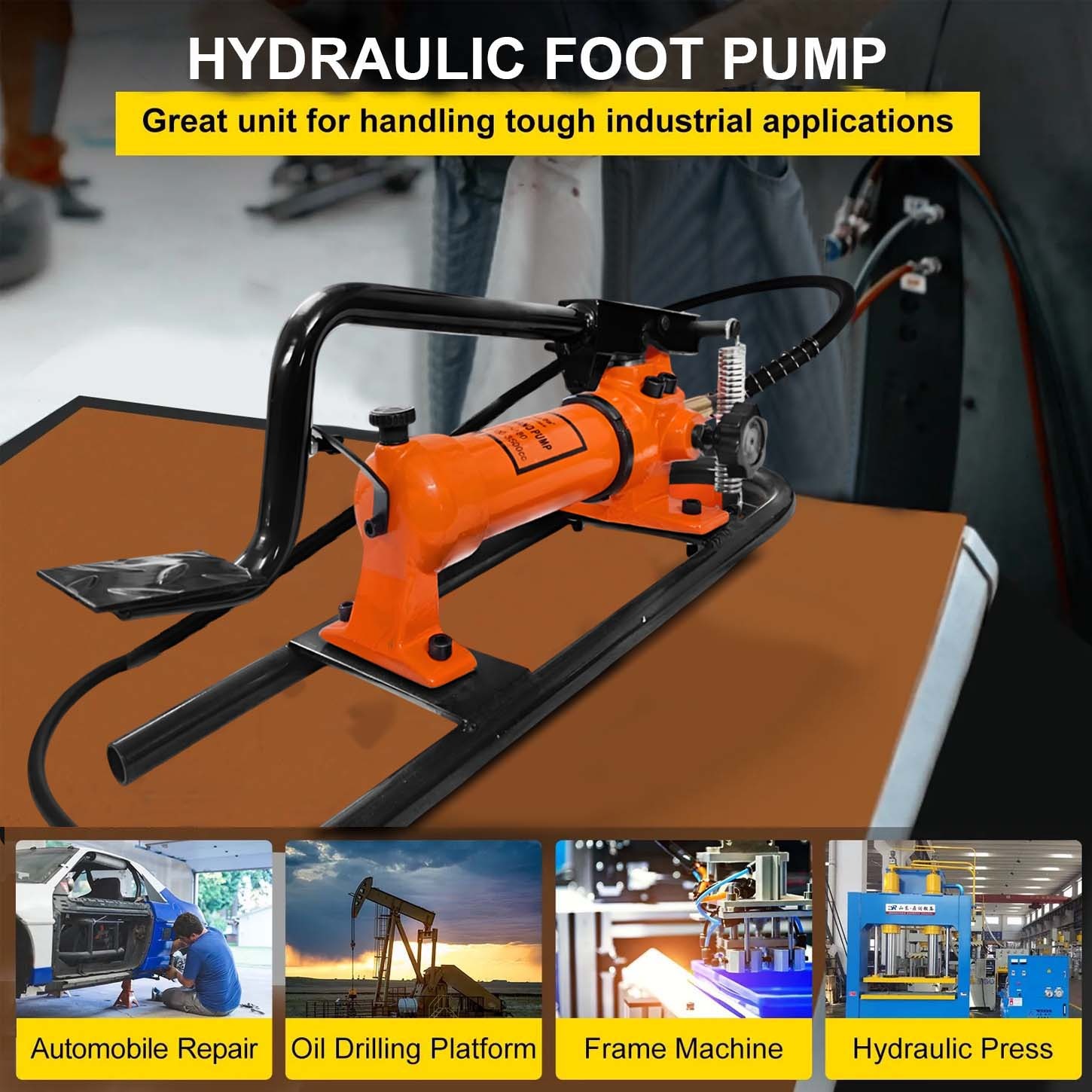 VOLTZ VZ-FP-180 Hydraulic Foot Pump Manual Operated Oil Capacity 3000-3500cc Single Acting Industrial Foot Pump Tool