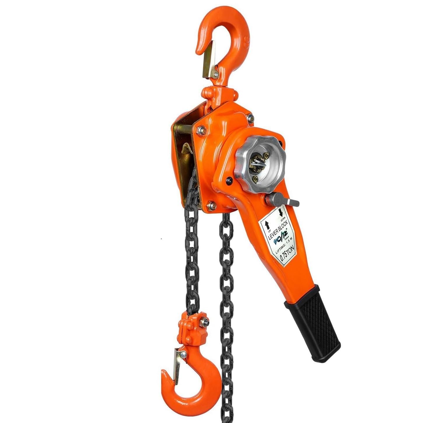 VOLTZ VZ-0.75 Ton x 3m Rachet Lever Chain Hoist Block Cap Rachet Puller Hoist (Orange, 0.75 Ton and 3M)