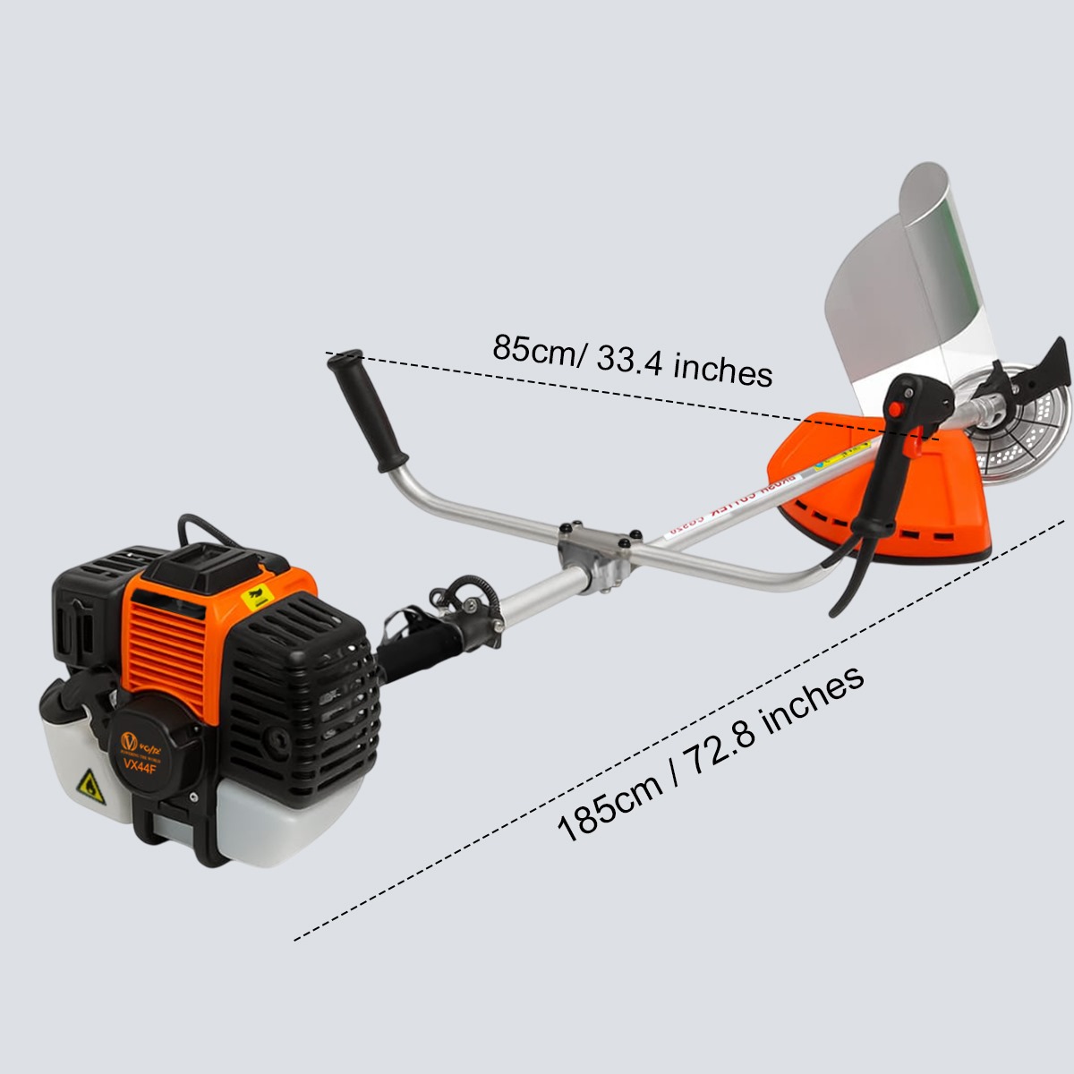 VOLTZ VX44F Brush Cutter 4 Stroke Side Pack Cutter Machine 52cc Extra Power Torque Engine | with Heavy Duty 80 Teeth, 3 Teeth Blades and Tap & Go for Grass Trimming, Lawn Cutting, etc (Fuel Power)