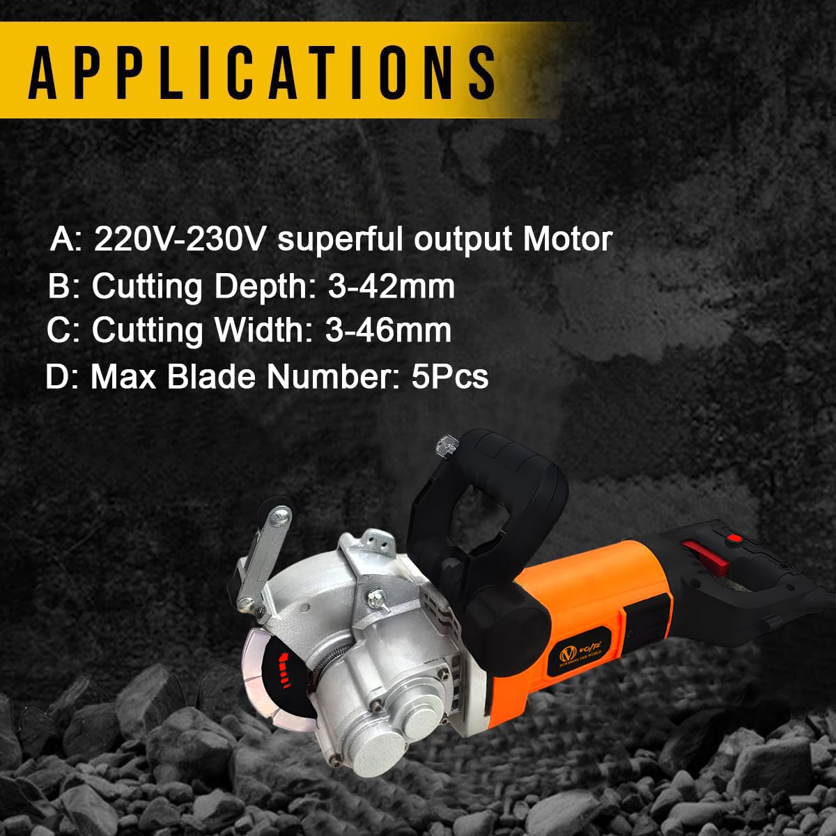 VOLTZ WC-133 New Electric Wall Chaser 6000W, 220V Tile Cutter Groove Slotting Machine with Laser Guide Cutting Machine, Wall, Marble, Concrete Cutter Machine