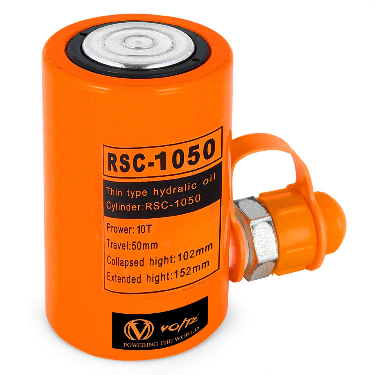 VOLTZ RSC-1050180B Hydraulic cylinders 10T 2Inch Stroke Hydraulic Cylinder Jack Solid with Hand pump Single Acting Hydraulic Ram Cylinder 50mm Hydraulic Lifting Cylinders (10T 2Inch)