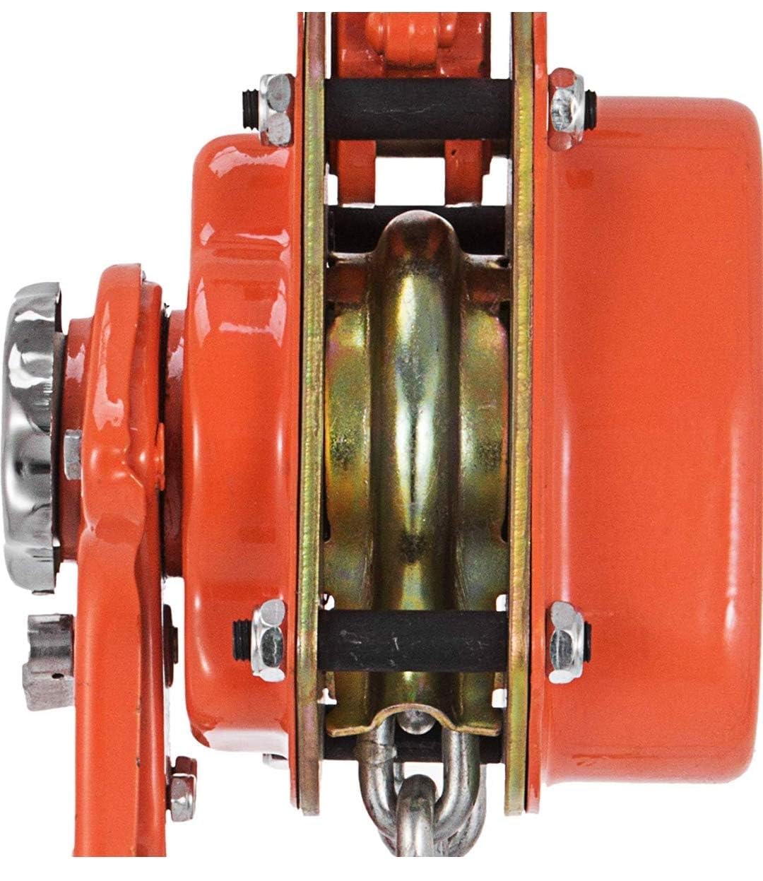 VOLTZ VZ-1.5 Ton x 3m Rachet Lever Chain Hoist Block Cap Rachet Puller Hoist (Orange, 1.5 Ton and 3M)