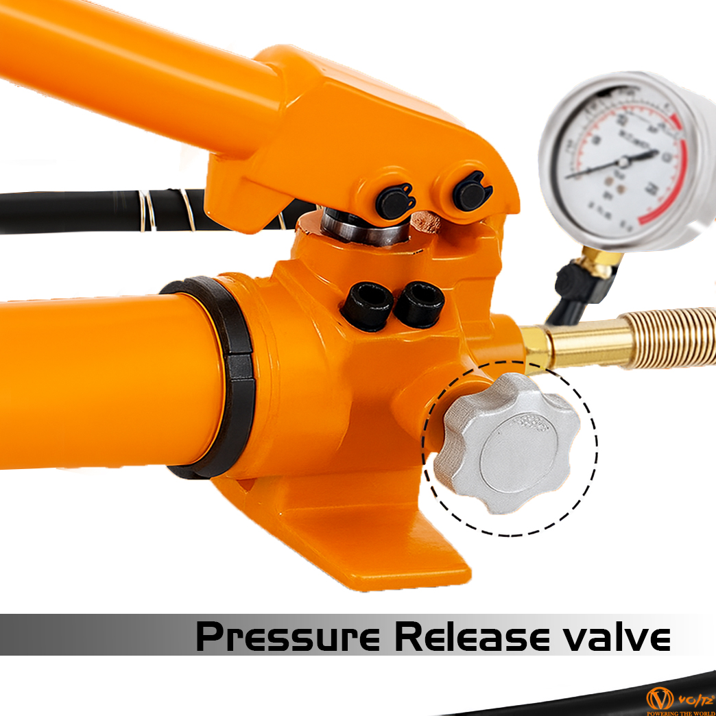 VOLTZ VZ-RSC-20100 Hydraulic Lifting Jack with CP 700B Pressure Gauge Hydraulic Pump Single Acting Ram 100mm Lifting Hydraulic Cylinder Jack Solid with Hand Pump 20 TON