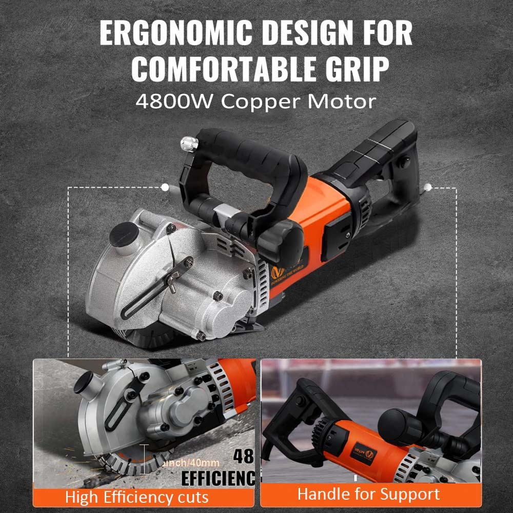 VOLTZ 125 Wall Chaser 4200W Groove Cutting Machine Wall Groove Slotting Machine Electric Brick Wall Chaser for Brick Granite Marble Concrete Cutter Notcher Groover 220V
