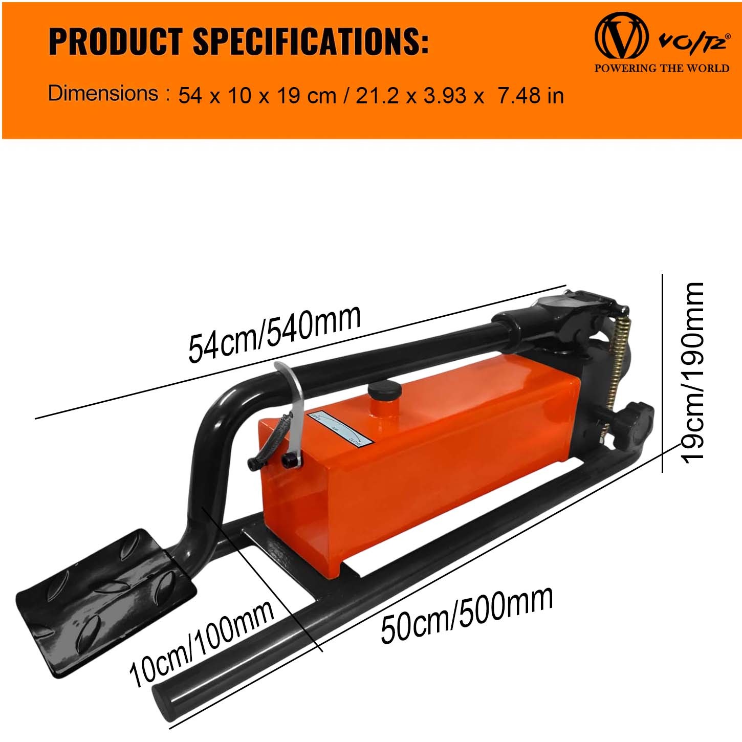 VOLTZ VZ-FP-700 Hydraulic Foot Pump Manual Operated Single Acting Industrial Foot Pump Tool Indoor and Outdoor
