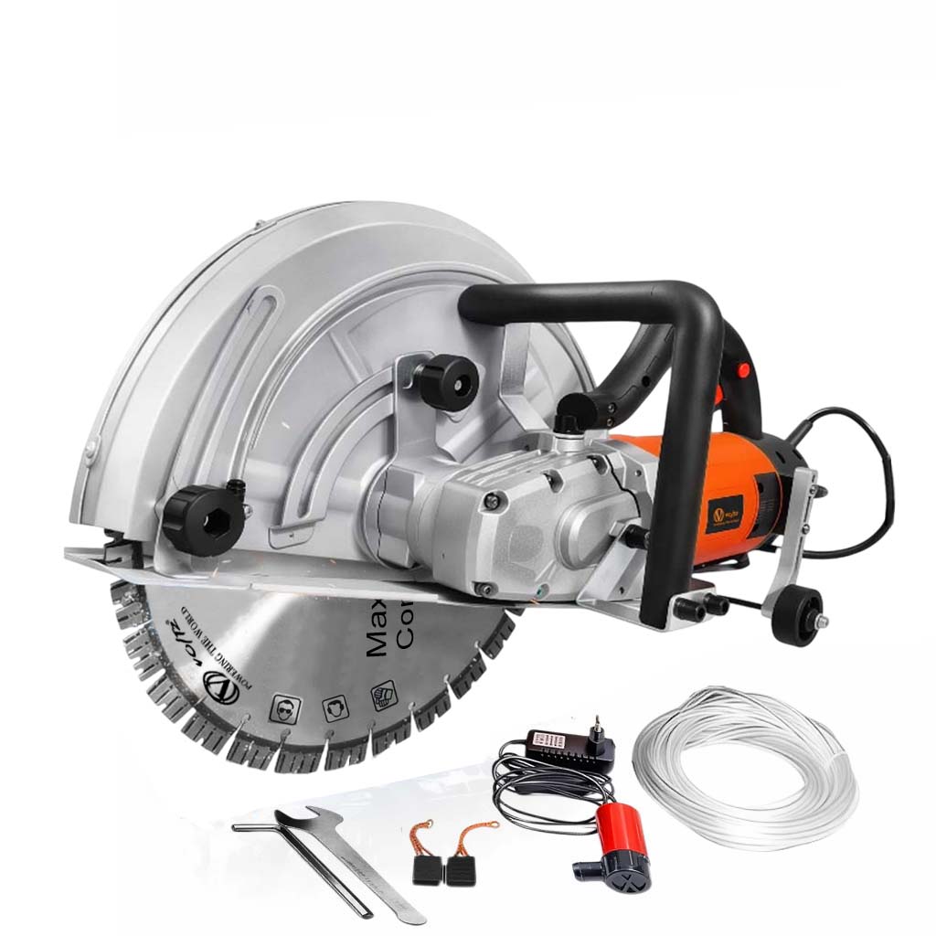 VOLTZ WC-400X Electric Wall Chaser 7200W | 15.7-Inch (400mm) Saw with Guide Roller, Water Line | 3800RPM, 155mm Depth Diamond Cutting Blade 220V Wall, Marble, Concrete Cutter Machine