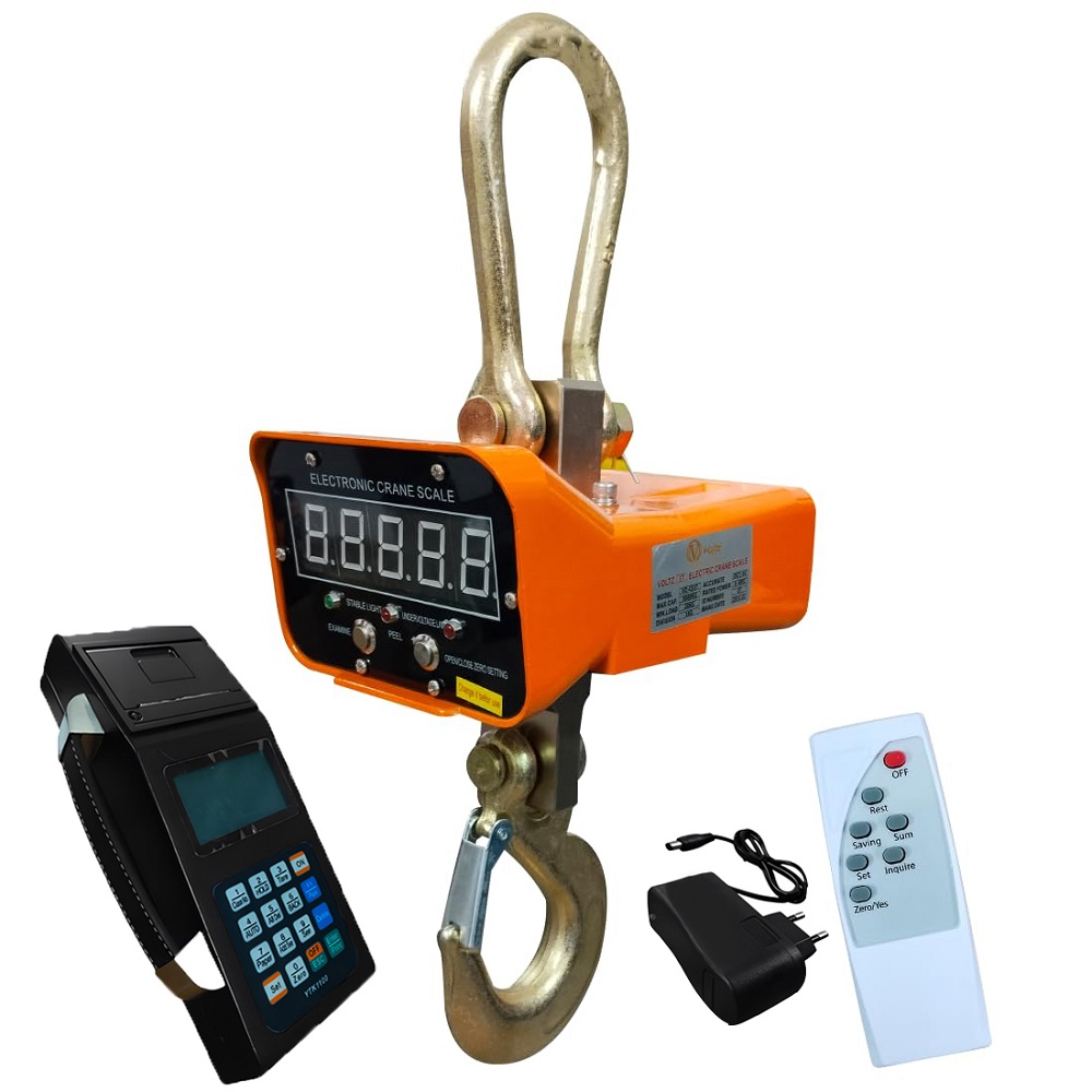 VOLTZ VZ-CS 5 Ton Digital Scale With YTK-1100 Handheld Data Printing Instrument 11000lb/5000Kg Digital Hanging Scale Industrial Heavy Duty Crane Scale with Remote Control