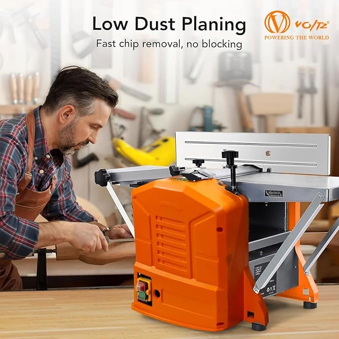 VOLTZ WPT-200A Electric Wood Planer, 1250W Wood Planer, Dual Planing Function, 29.1"*8.2" Worktable Thickness Planer with Low Noise & Low Dust Planing, for both Hard & Soft Wood Planing & Thicknessing