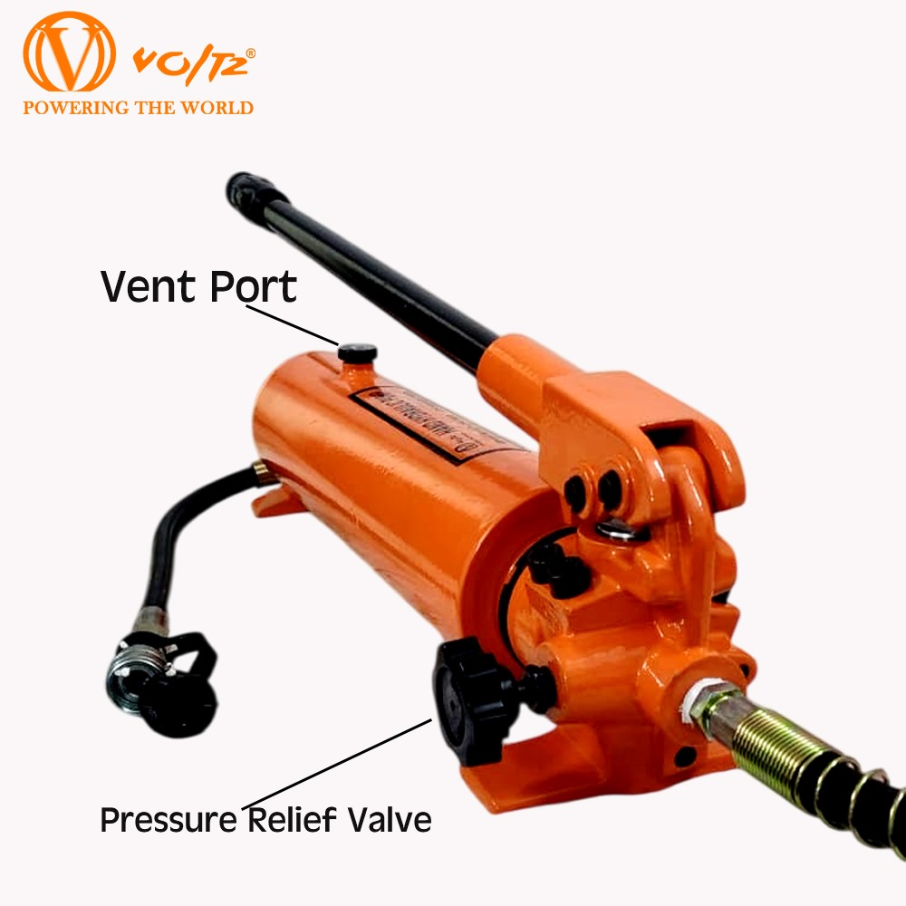 VOLTZ VZ-RCH-60100 Hydra Hole Cylinder Jack with CP 700A Hydraulic Pump Single Actinulic Hollowg Ram 100mm Lifting Hydraulic Cylinder Jack Solid with Hand Pump 60 TON (4inch)