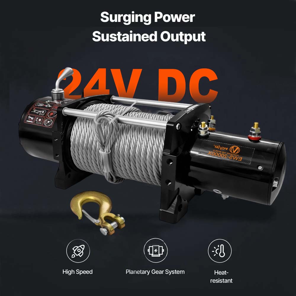 VOLTZ EWS-20000U 12v/24v Electric winch with steel rope (9090kgs) single line, battery-operated Remote control winch Cable (11.5M/26mm) alloy steel