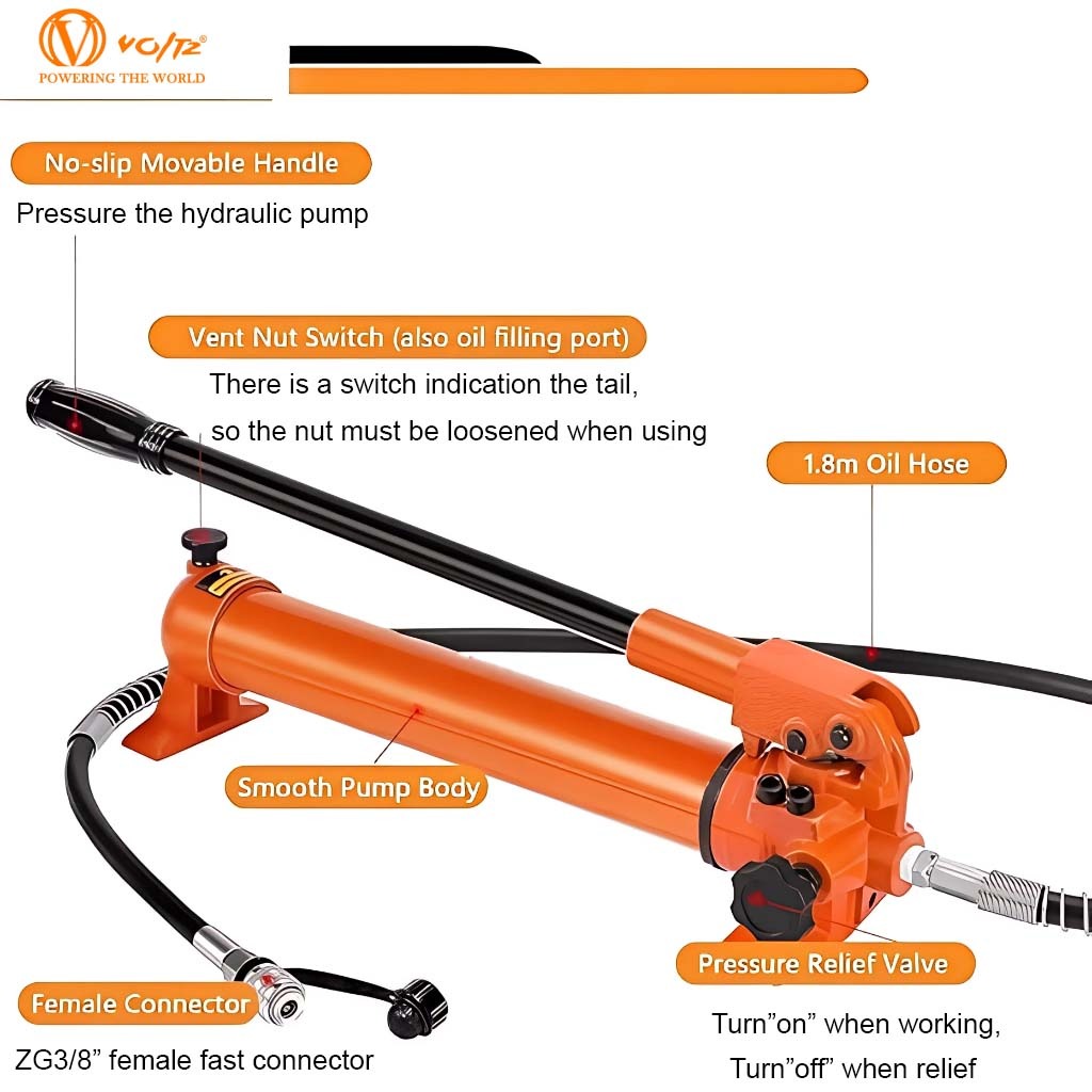 VOLTZ VZ-SN-30150 Hydraulic Lifting Jack with CP-700 Hydraulic Pump Single Acting Lock Nut lifting Stroke 150MM Lift Cylinder Jack Solid 30TON (6inch)