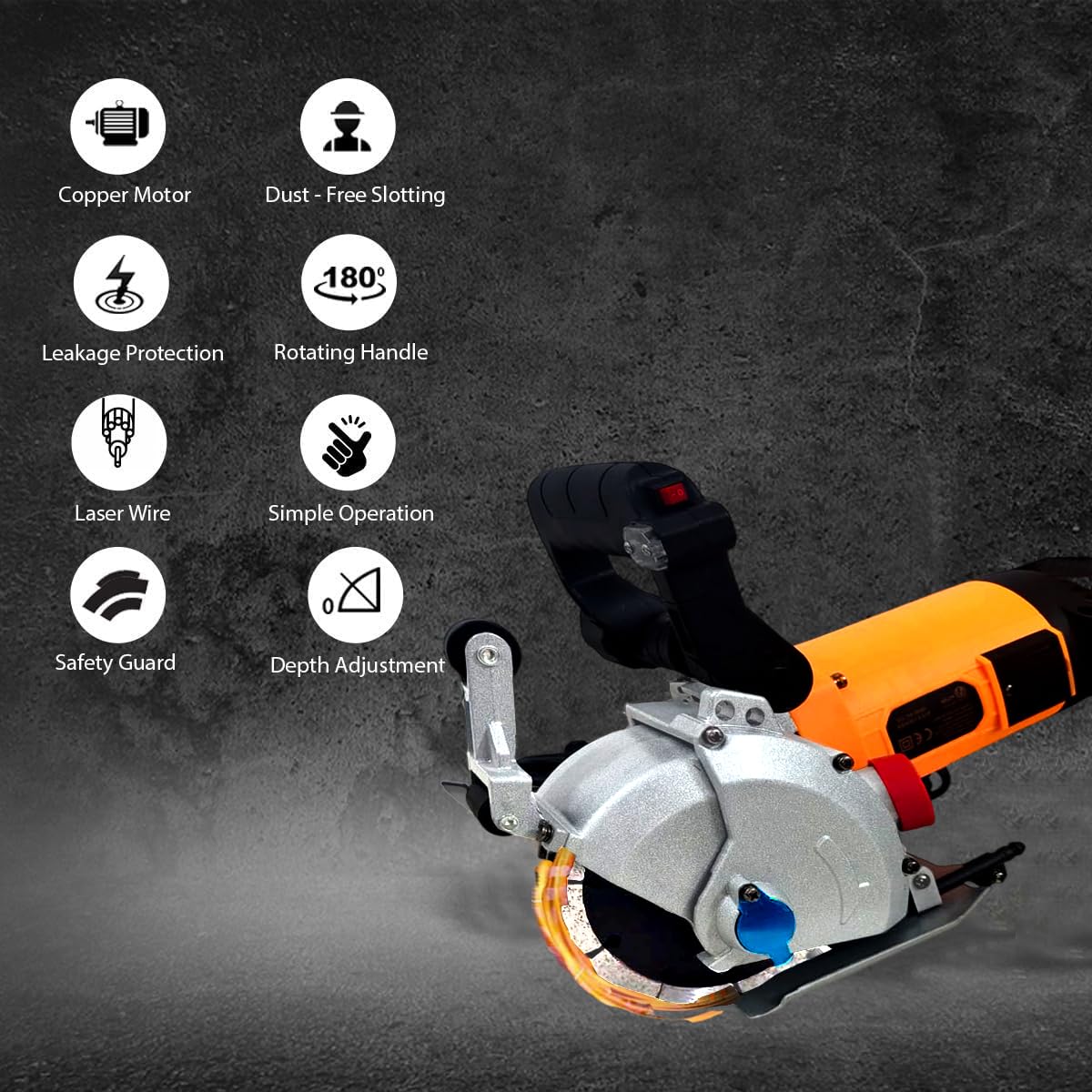 VOLTZ WC-133 New Electric Wall Chaser 6000W, 220V Tile Cutter Groove Slotting Machine with Laser Guide Cutting Machine, Wall, Marble, Concrete Cutter Machine