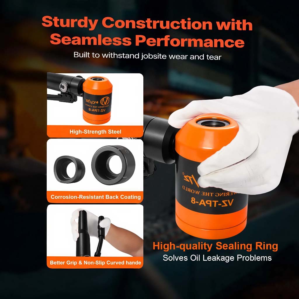 VOLTZ TPA-8 Hydraulic Knockout Metal Hole Punch Driver Kit Electrical Conduit Hole Cutter Set Metal Sheet Puncher Cutter Dies  1/2 to 2 inch (TPA-8 Orange)